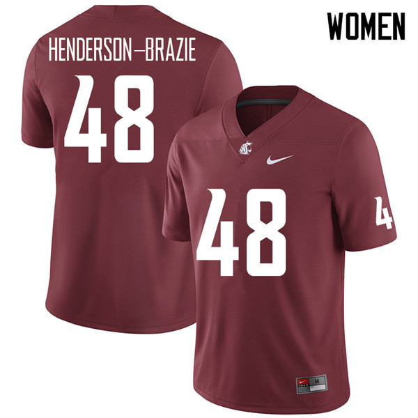 Women #48 Isaiah Henderson-Brazie Washington State Cougars College Football Jerseys Sale-Crimson